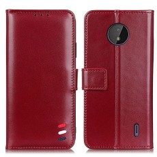 Smooth Surface Wallet Stand Leather Book Case priekš Nokia C20 - Sarkans - sāniski atverams maciņš ar magnētu un stendu