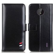 Smooth Surface Wallet Stand Leather Book Case priekš Nokia C20 - Melns - sāniski atverams maciņš ar magnētu un stendu