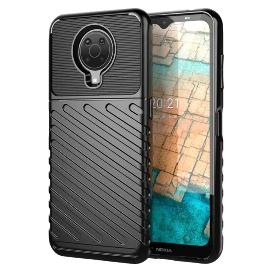 Thunder Series Twill Texture TPU Protector Case priekš Nokia G10 / G20 - Melns - triecienizturīgs silikona aizmugures apvalks / bampers-vāciņš Thunder Series Twill Texture TPU Protector Case priekš Nokia G10 / G20 - Melns - triecienizturīgs silikona aizmugures apvalks / bampers-vāciņš