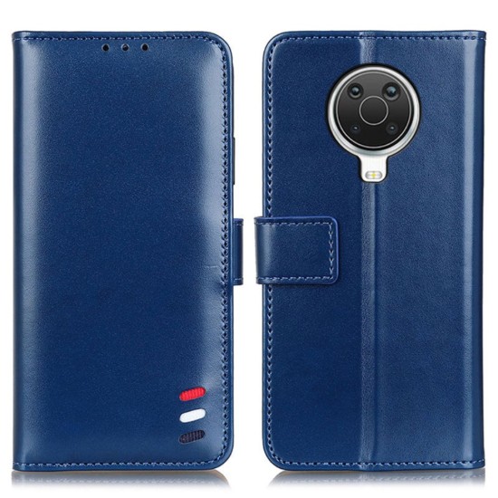 Smooth Surface Wallet Stand Leather Book Case priekš Nokia G10 / G20 - Zils - sāniski atverams maciņš ar magnētu un stendu
