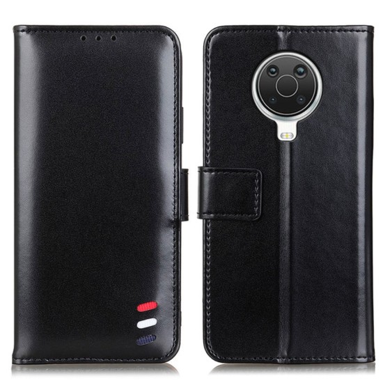 Smooth Surface Wallet Stand Leather Book Case priekš Nokia G10 / G20 - Melns - sāniski atverams maciņš ar magnētu un stendu