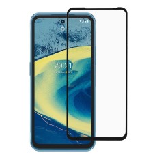 Silk Printing Full Glue Anti-Explosion Tempered Glass screen protector priekš Nokia XR20 - Melns - Ekrāna Aizsargstikls / Bruņota Stikla Aizsargplēve