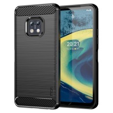 Mofi Carbon Fiber Back Case priekš Nokia XR20 - Melns - triecienizturīgs silikona aizmugures apvalks / bampers-vāciņš