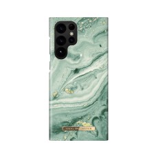 iDeal of Sweden Fashion SS21 Back Case priekš Samsung Galaxy S22 Ultra 5G S908 - Mint Swirl Marble - plastikāta aizmugures apvalks ar iebūvētu metālisku plāksni / bampers-vāciņš