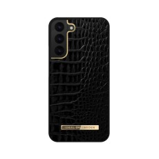 iDeal of Sweden Atelier AW20 Back Case priekš Samsung Galaxy S22 Plus 5G S906 - Neo Noir Croco - mākslīgās ādas aizmugures apvalks ar iebūvētu metālisku plāksni / bampers-vāciņš