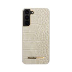 iDeal of Sweden Atelier AW20 Back Case priekš Samsung Galaxy S22 Plus 5G S906 - Caramel Croco - mākslīgās ādas aizmugures apvalks ar iebūvētu metālisku plāksni / bampers-vāciņš