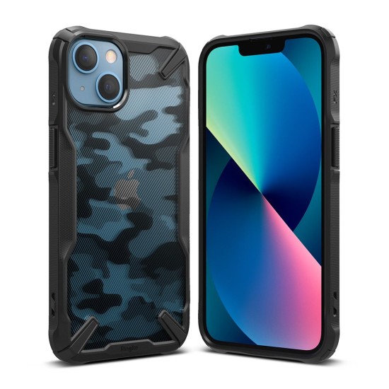 Ringke Fusion X Series Back Case priekš Apple iPhone 13 - Kamuflāža / Melns - triecienizturīgs silikona-plastikāta aizmugures apvalks / bampers-vāciņš