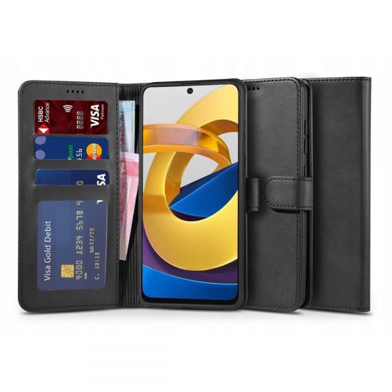 Tech-Protect Wallet Book Case priekš Xiaomi Poco M4 Pro 5G - Melns - sāniski atverams maciņš ar magnētu un stendu / grāmatveida maks