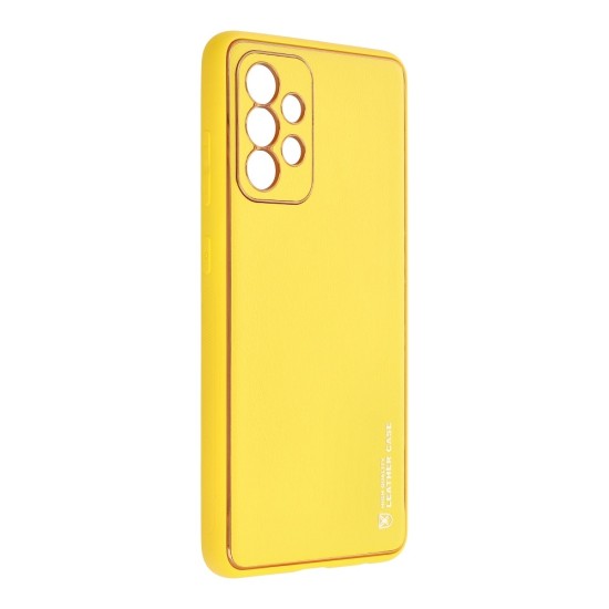 Forcell Leather Back Case priekš Samsung Galaxy A33 5G A336 - Dzeltens - mākslīgās ādas aizmugures apvalks / bampers-vāciņš