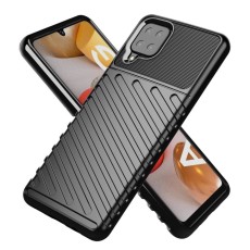 Thunder Series Twill Texture TPU Protector Case priekš Samsung Galaxy A22 4G A225 - Melns - triecienizturīgs silikona aizmugures apvalks / bampers-vāciņš