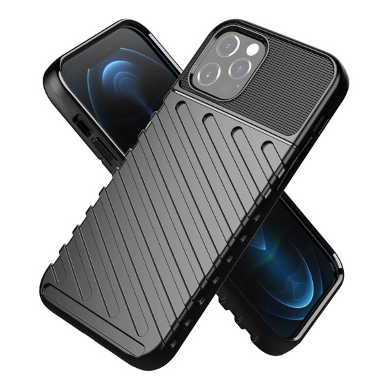 Thunder Series Twill Texture TPU Protector Case priekš Apple iPhone 11 Pro - Melns - triecienizturīgs silikona aizmugures apvalks / bampers-vāciņš