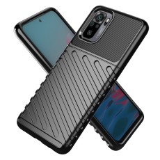 Thunder Series Twill Texture TPU Protector Case priekš Xiaomi Redmi Note 10 / Note 10S / Poco M5s - Melns - triecienizturīgs silikona aizmugures apvalks / bampers-vāciņš
