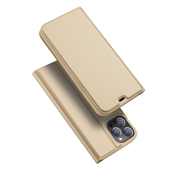 Dux Ducis Skin Pro series для Apple iPhone 13 Pro - Золотистый - чехол-книжка с магнитом и стендом / подставкой