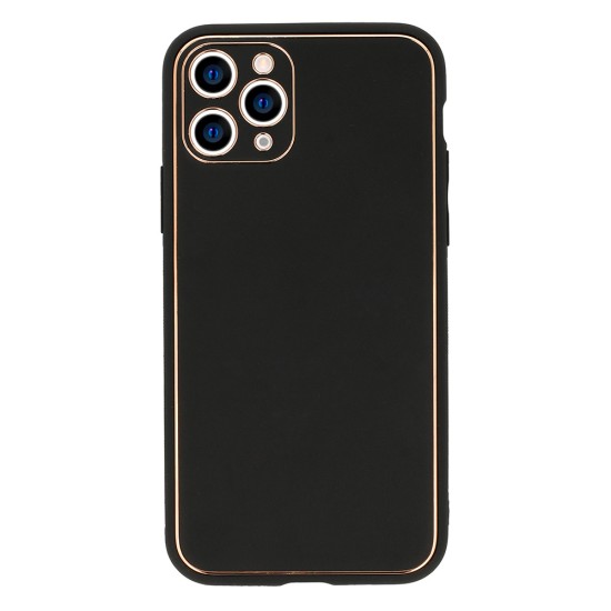 Tel Protect Luxury Leather Back Case priekš Samsung Galaxy A13 4G A135 - Melns - mākslīgās ādas apvalks / bampers-vāciņš