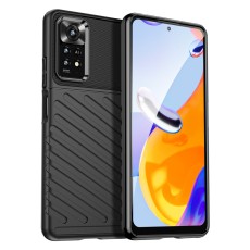 Thunder Series Twill Texture TPU Protector Case priekš Xiaomi Redmi Note 11 Pro+ 5G - Melns - triecienizturīgs silikona aizmugures apvalks / bampers-vāciņš