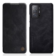 NILLKIN Qin Series Card Holder Leather Flip Case priekš Xiaomi 11T 5G / 11T Pro 5G - Melns - sāniski atverams maciņš