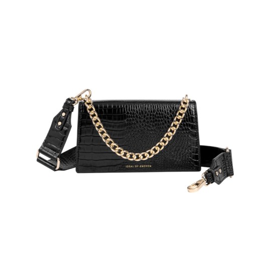 iDeal of Sweden AW21 Lia Baguette Medium Hand Bag - Neo Noir Croco - женская сумочка / сумка через плечо