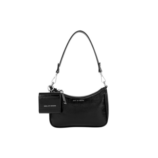 iDeal of Sweden SS21 Nora Shoulder Bag - Glossy Black - sieviešu pleca soma