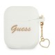 Guess GUA2LSCHSH Silicone Charm Heart Collection Case priekš Apple Airpods - Balts - silikona apvalks bezvadu austiņu lādēšanas ierīcei