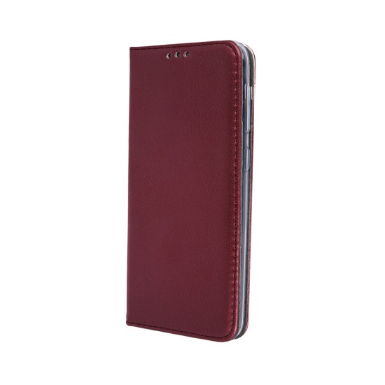 Smart Magnetic Case priekš Xiaomi Redmi 10C - Bordo - sāniski atverams mākslīgas ādas maciņš ar stendu