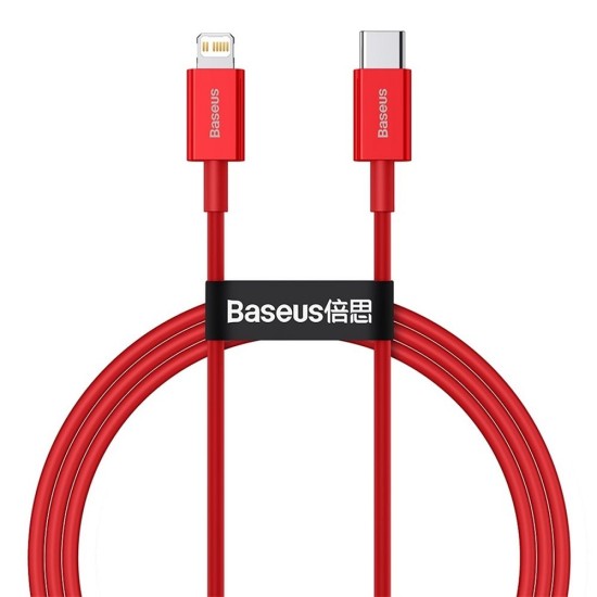 Baseus 1M Superior PD 20W Type-C to Lightning cable - Sarkans - Apple iPhone / iPad lādēšanas un datu kabelis / vads