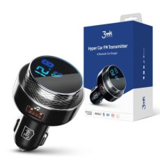 3MK Hyper Car HandsFree FM Transmitter ar Bluetooth V5.0 12/24V 2xUSB 12W QC 3.0 - Melns - USB FM Transmitteris un auto lādētājs, MP3 Audio atskaņotājs, automašinas bezvadu brīvroku sistēma