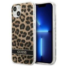 Guess Leopard Collection Back Case GUHCP13MHSLEOW priekš Apple iPhone 13 - Brūns - silkona-plastikāta aizmugures apvalks / bampers-vāciņš
