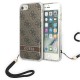 Guess 4G Print Strap Collection Back Case GUOHCI8H4STW priekš Apple iPhone 7 / 8 / SE2 (2020) / SE3 (2022) - Brūns - silkona-plastikāta aizmugures apvalks ar auklu / bampers-vāciņš