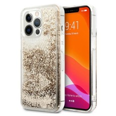 Guess Glitter Charms Collection Back Case GUOHCP13XGLHFLGO priekš Apple iPhone 13 Pro Max - Zelts - silikona-plastikāta apvalks / maciņš-bampers
