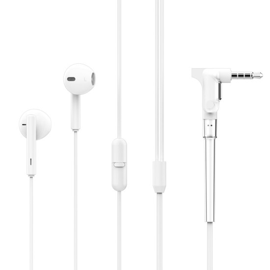 XO EP18 Wired Stereo Earphones jack 3.5mm 90 degrees - Белые - Универсальные стерео наушники с микрофоном и пультом