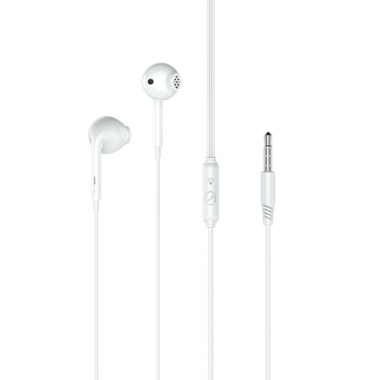 XO EP28 Wired Stereo Earphones with Remote and Mic jack 3.5mm - Baltas - Universālas stereo austiņas ar mikrofonu un pulti