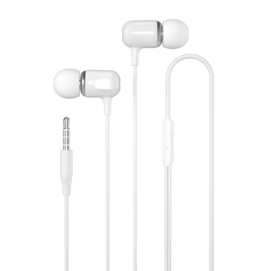 XO EP31 Wired Stereo Earphones with Remote and Mic jack 3.5mm - Baltas - Universālas stereo austiņas ar mikrofonu un pulti