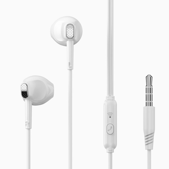 XO EP52 Wired Stereo Earphones with Remote and Mic jack 3.5mm - Белые - Универсальные стерео наушники с микрофоном и пультом
