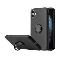 Vennus Silicone Ring Back Case priekš Realme C21Y - Melns - silikona aizmugures apvalks ar gredzenu un auklu / bampers-vāciņš