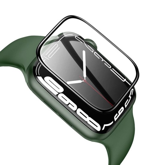 Hoco Hot Bending Large Arc Tempered Glass protector priekš Apple Watch Series 4 / 5 / 6 (40mm) - Melns - Ekrāna Aizsargstikls / Bruņota Stikla Aizsargplēve (Full screen size curved)