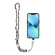 Crystal Diamond Pendant for the Phone / lenght 74cm - Melns - Kakla lente no plastmasas pērlītēm