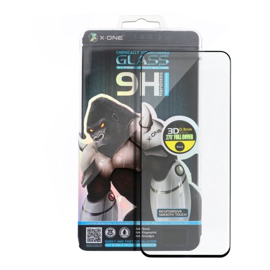 X-One 3D Full Glue (Case Friendly) Tempered Glass Screen Protector (working fingerprint) priekš Samsung Galaxy S22 Ultra 5G S908 - Melns - Ekrāna Aizsargstikls / Bruņota Stikla Aizsargplēve