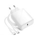Forcell Travel charger 3A QC 4.0 / PD 25W with Type-C to Type-C Cable 1M - Белый - Быстрое сетевое зарядное устройство с кабелем Type-C на Type-C