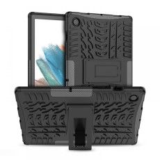 Tech-Protect Armorlok Back Case with Stand priekš Samsung Galaxy Tab A8 10.5 X200 / X205 - Melns - triecienizturīgs silikona-plastikāta aizmugures apvalks ar statīvu