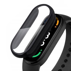 Tech-Protect Defense 360 Case with Tempered Glass priekš Xiaomi Mi Smart Band 7 - Melns - plastikāta apvalks viedpulksteņiem ar aizsargstiklu