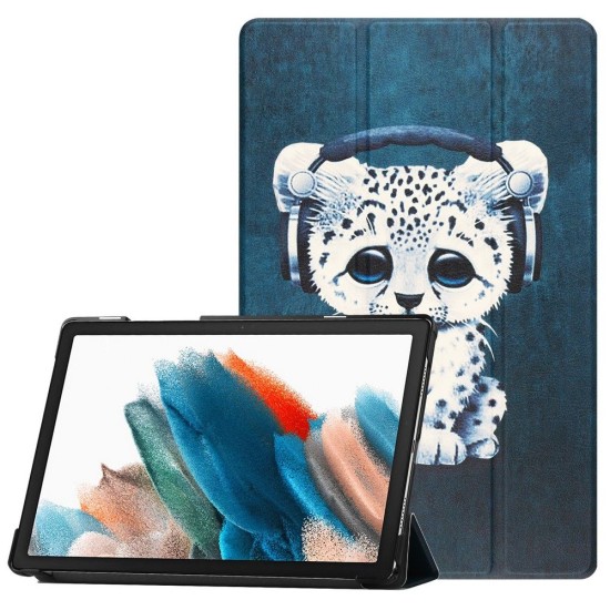 Tech-Protect Smart Case priekš Samsung Galaxy Tab A8 10.5 X200 / X205 - Zils / Kaķis - sāniski atverams maciņš ar magnētu un stendu