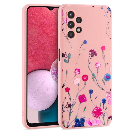 Tech-Protect Bloom Series Back Case priekš Samsung Galaxy A13 4G A135 - Rozā / Pļava - silikona aizmugures apvalks / bampers-vāciņš