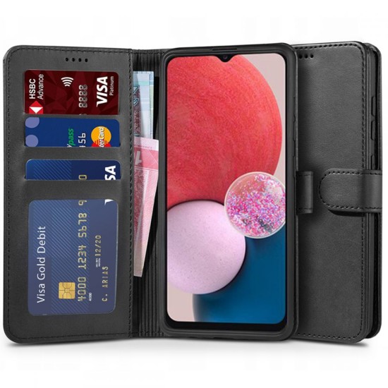 Tech-Protect Wallet Book Case priekš Samsung Galaxy A13 4G A135 - Melns - sāniski atverams maciņš ar magnētu un stendu / grāmatveida maks