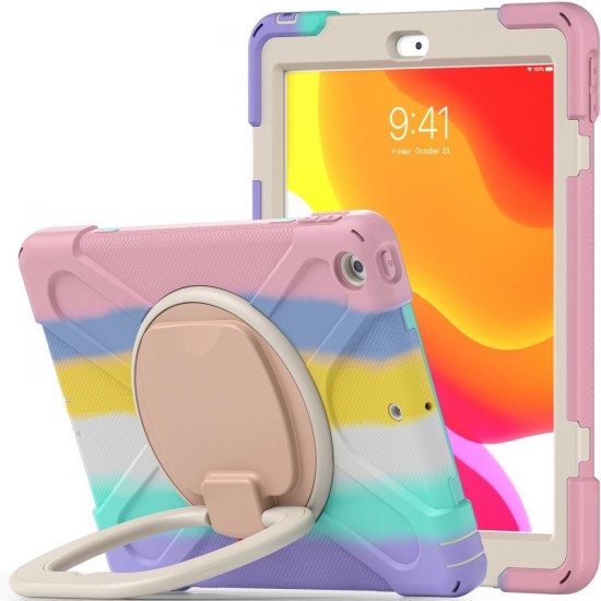 Tech-Protect X-Armor Back Case with Stand priekš Apple iPad 10.2 (2019 / 2020 / 2021) - Krāsains - triecienizturīgs silikona-plastikāta aizmugures apvalks ar statīvu un ekrāna aizsardzību