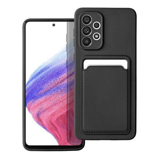 Forcell Card Back Case priekš Samsung Galaxy A13 4G A135 - Melns - silikona aizmugures apvalks ar kabatiņu / bampers-vāciņš