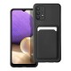 Forcell Card Back Case priekš Samsung Galaxy S22 Plus 5G S906 - Melns - silikona aizmugures apvalks ar kabatiņu / bampers-vāciņš