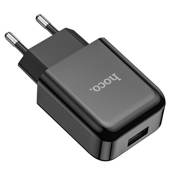 Hoco N2 USB 2.1A / 10.5W Travel Charger - Melns - USB tīkla lādētājs