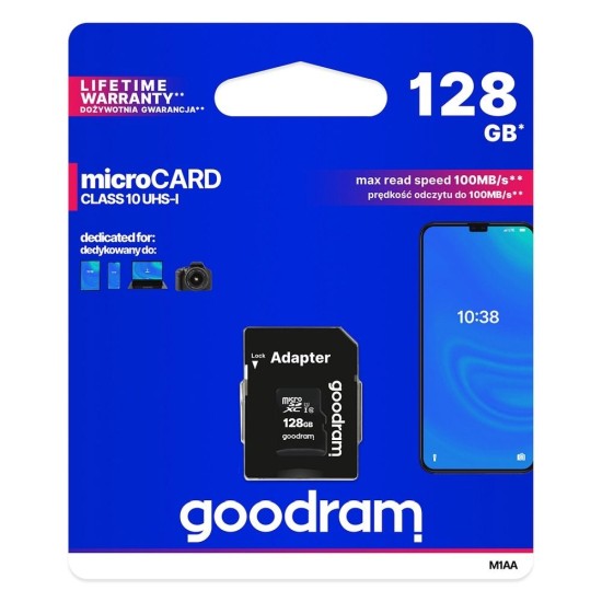 GoodRam 128GB Micro SDHC Card UHS-I class10 ar SD Adapteri Atmiņas karte