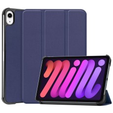 Tri-fold Stand PU Smart Auto Wake/Sleep Leather Case priekš Apple iPad mini 6 (2021) / mini 7 (2024) - Tumši Zils - sāniski atverams maciņš ar stendu