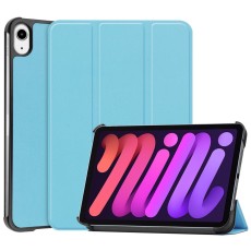 Tri-fold Stand PU Smart Auto Wake/Sleep Leather Case priekš Apple iPad mini 6 (2021) / mini 7 (2024) - Gaiši Zils - sāniski atverams maciņš ar stendu